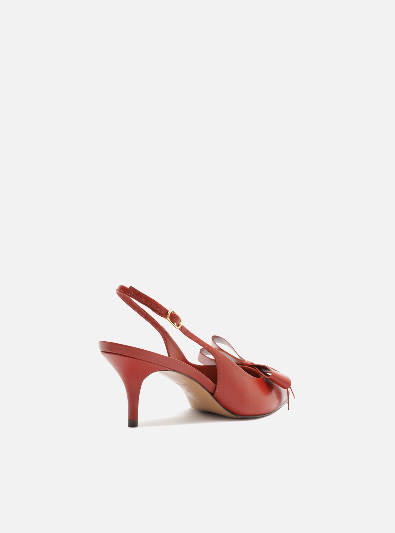 Scarpin Vermelho Couro Salto Fino Laço Slingback — foto 3