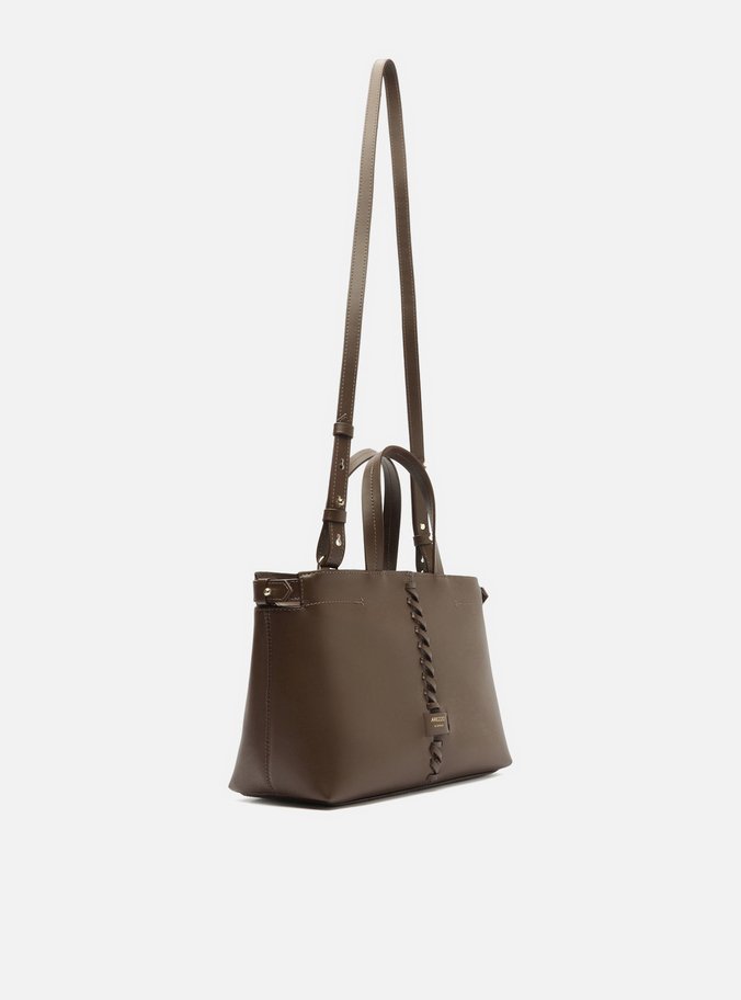 Bolsa Tote Marrom Giorno Média Trançado
