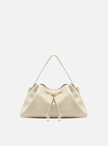 Bolsa Bucket Branca Couro Média Knot