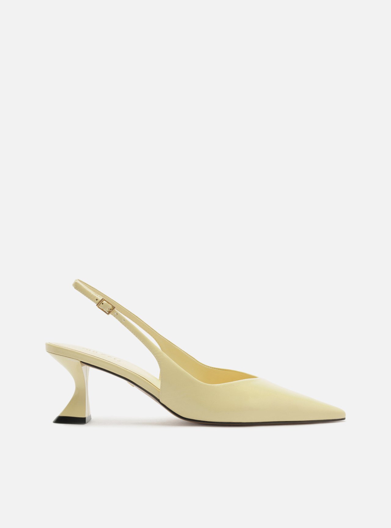 Scarpin Amarela Couro Salto Geométrico Slingback — foto 1