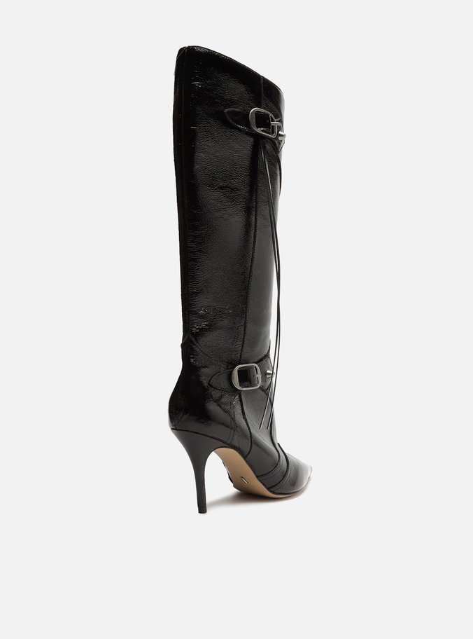 Bota Preta Couro Cano Longo Hazel