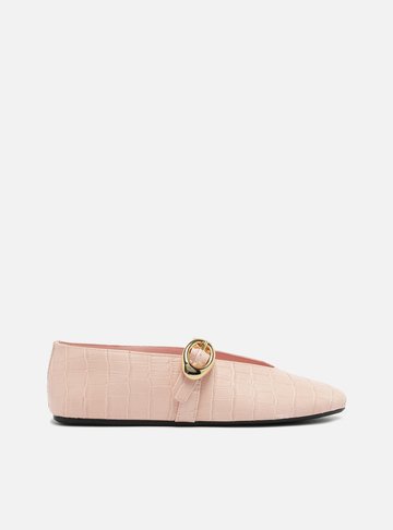 Sapatilha Rosa Croco Fivela Maxi