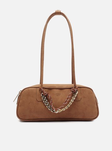 Bolsa Bowling Marrom Nobuck Grande Cordão