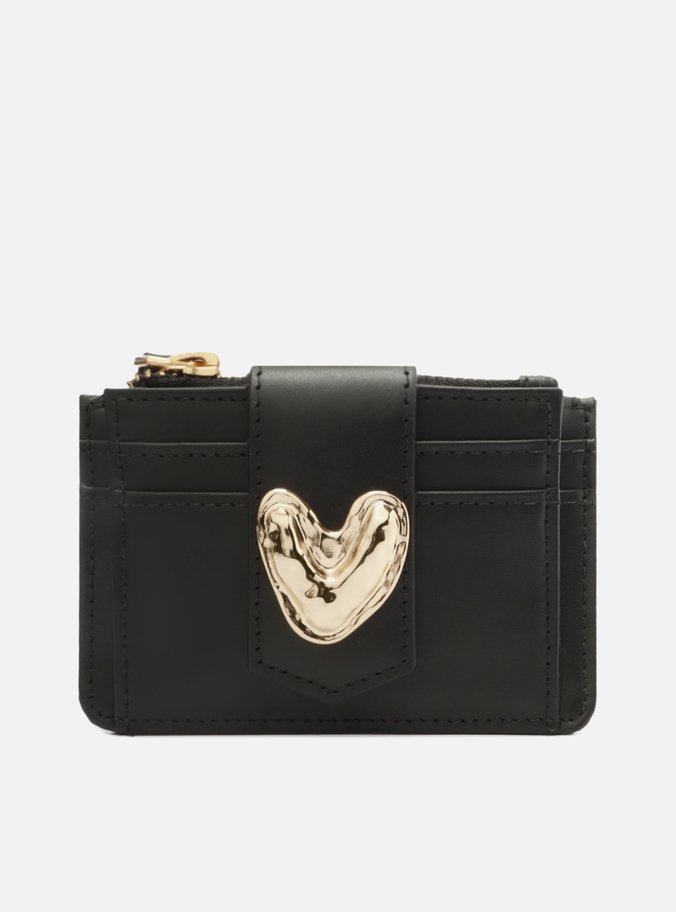 Porta-Cartões Preto Couro Bolso Coração