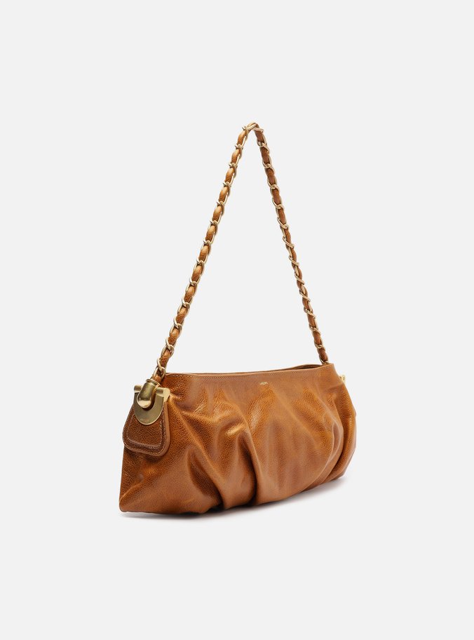 Bolsa Tiracolo Caramelo Couro Média Franzida