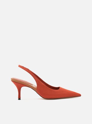 Scarpin Terracota Acamurçado Slingback Salto Médio