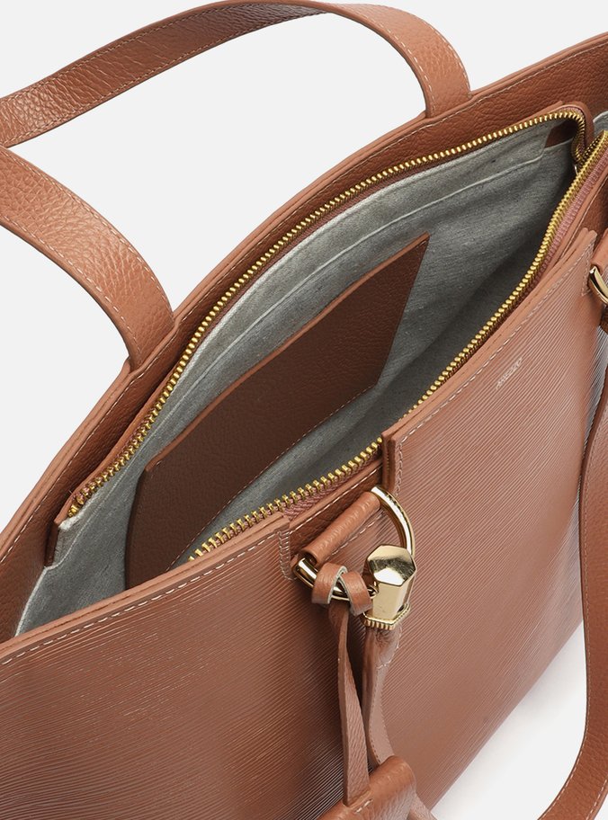 Bolsa Shopping Marrom Couro Abraccio Grande