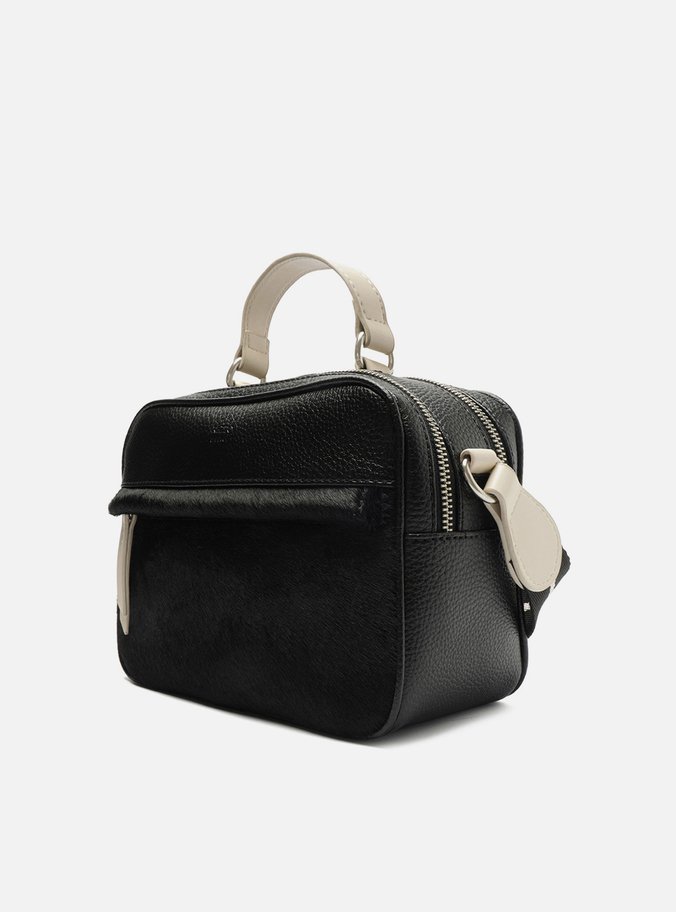 Bolsa Tiracolo Preta Prione Média Branca