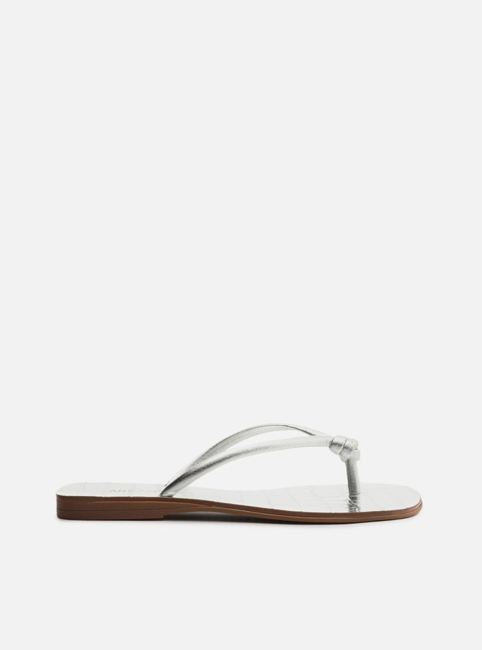 Rasteira Prata Tiras Flip Flop