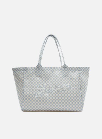 Bolsa Shopping Azul Lona Grande Xadrez