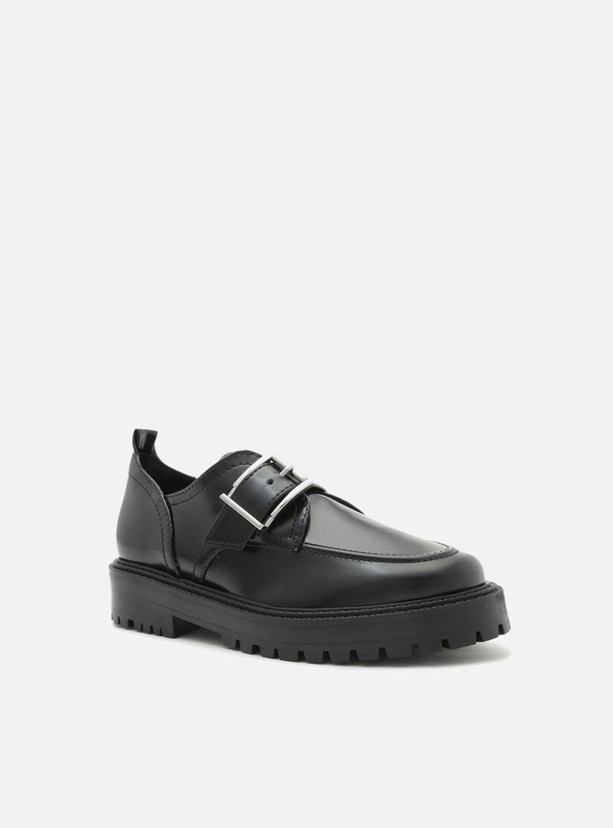 Mocassim Preto Tratorado Fivela Harper