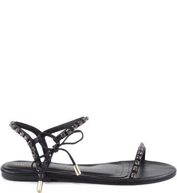 Rasteira Lace Up Glam Preta