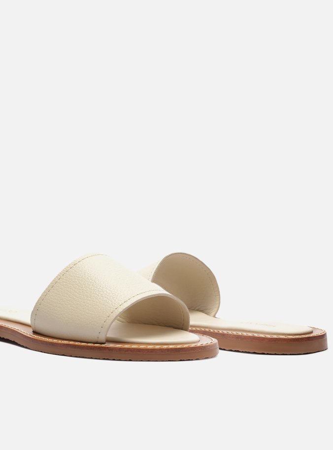 Rasteira Off-White Couro Flat Tira Única