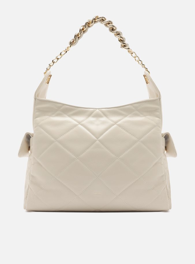 Bolsa Hobo Branca Couro Matelassê Grande Bolsos