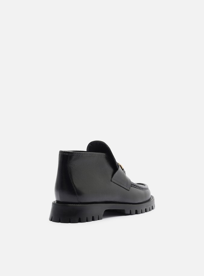 Mocassim Preto Couro Tratorado Bridão Siena