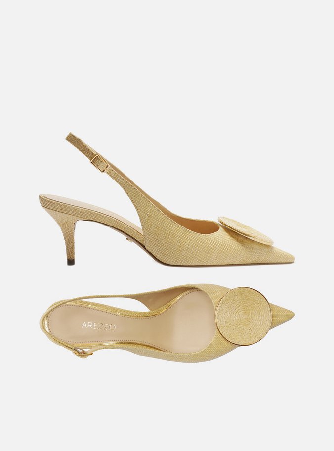 Scarpin Bege Ráfia Slingback Circle