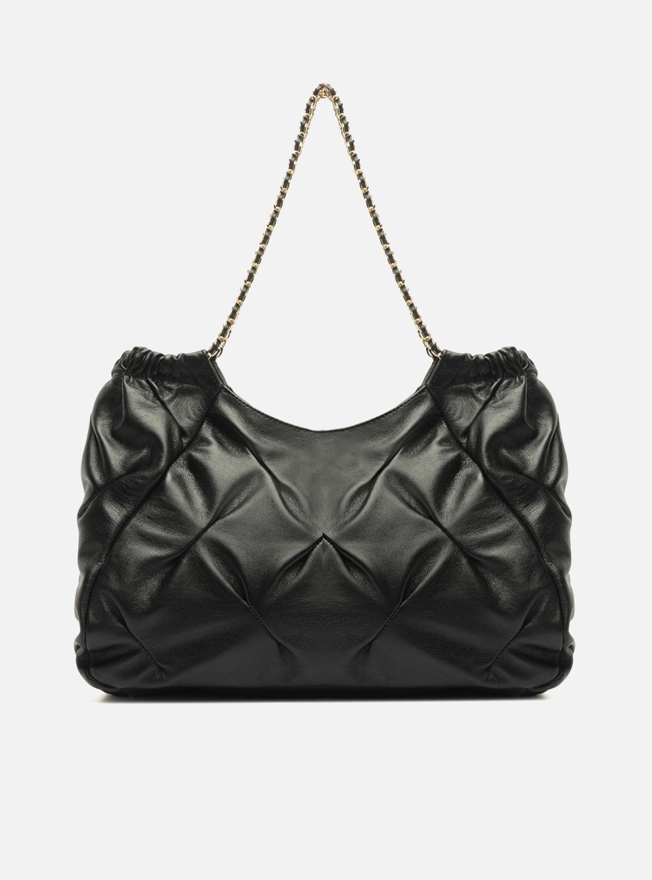 Bolsa Shopping Preta Couro Grande Corrente — foto 3