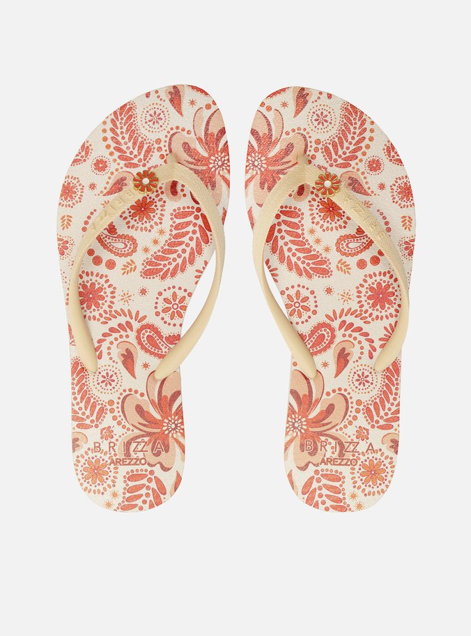 Chinelo de Dedo Laranja Floral Essential Pin