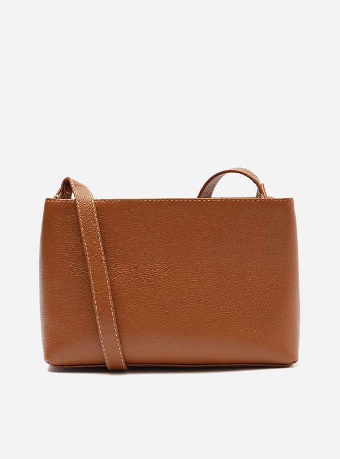 Bolsa Tiracolo Marrom Couro Pequena Costura