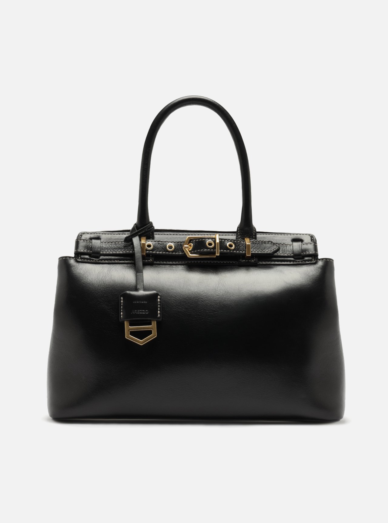 Bolsa Tote Preta Couro Grande Bag Charm Victória