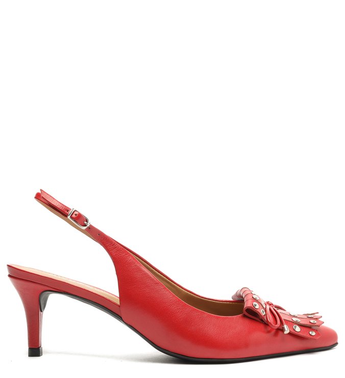 Scarpin Vermelho Couro Salto Fino Tereza