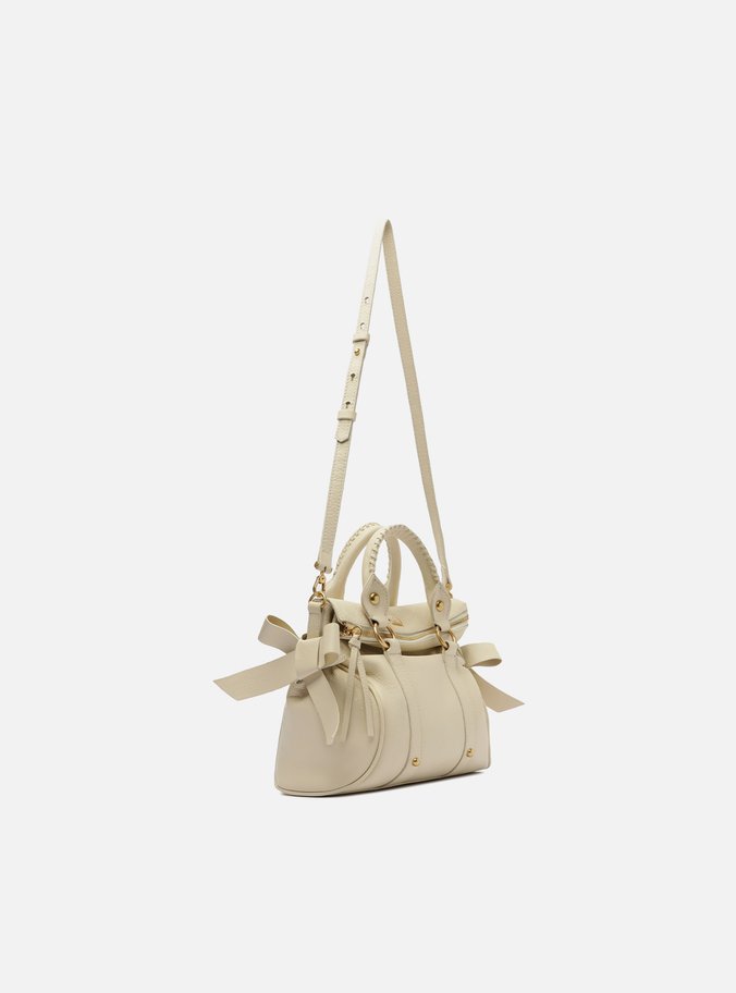 Bolsa Tote Branca Couro Pequena Alças Mix