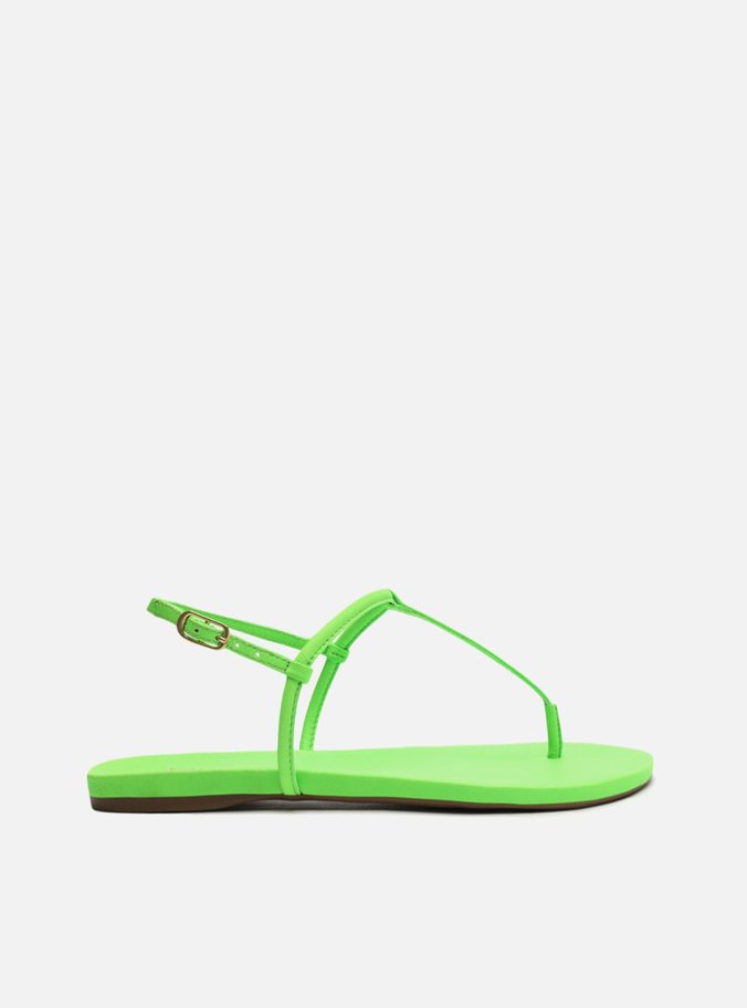 Sandália Rasteira Verde Neon Slim Básica