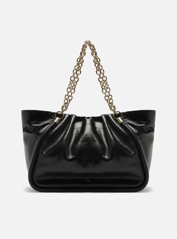 Bolsa Shopping Preta Couro Worn Grande