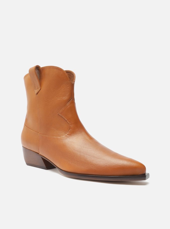 Bota Marrom Couro Cano Curto Western