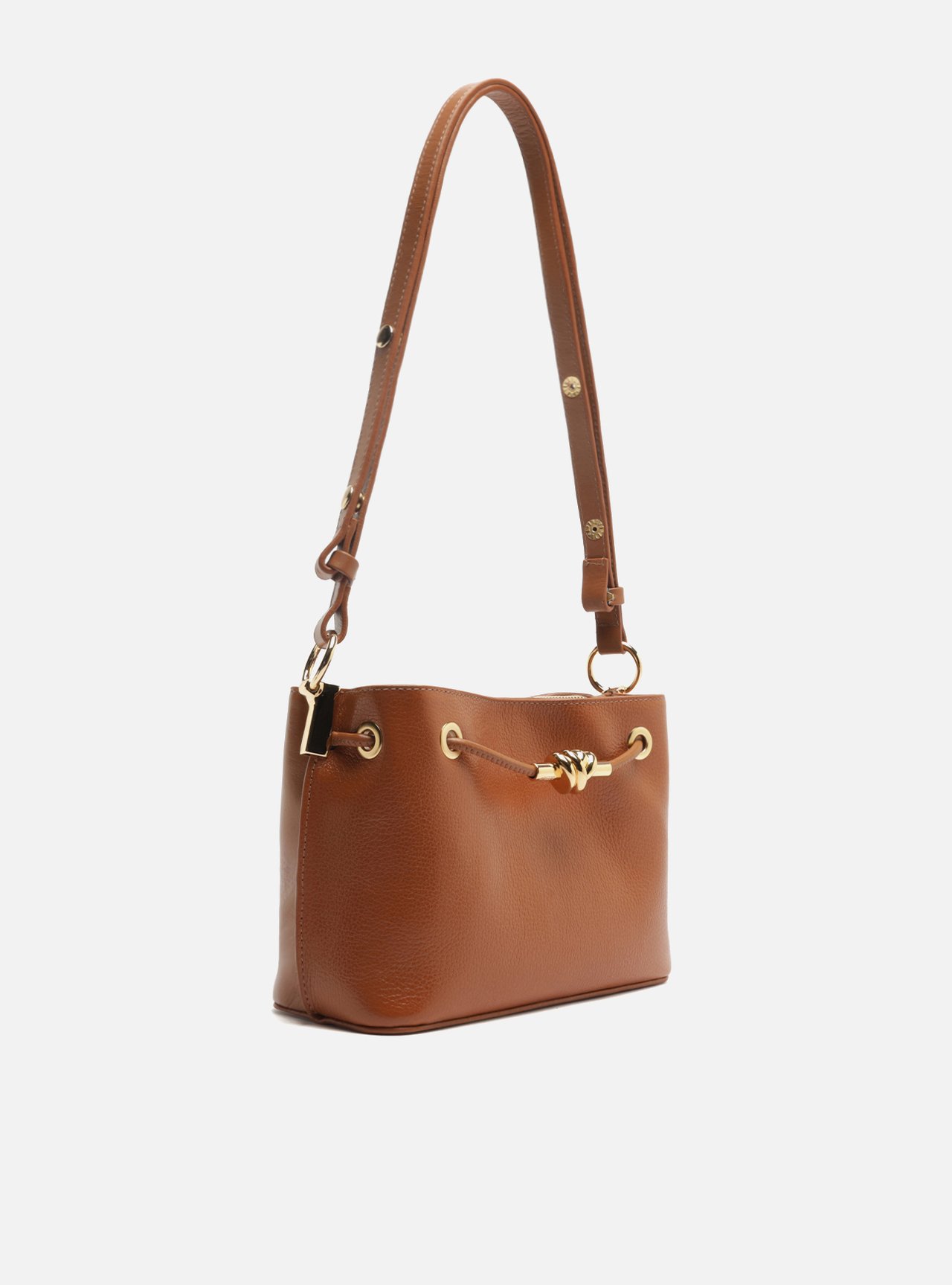Bolsa Tiracolo Preta Couro Pequena Tressê Metais — foto 5