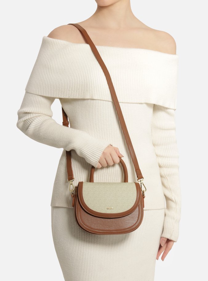 Bolsa Tiracolo Marrom Tecido Cru Pequena