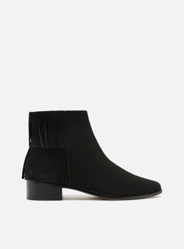Bota Preta Nobuck Cano Curto Franjas
