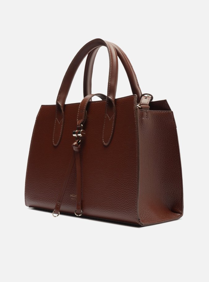 Bolsa Tote Marrom Grande Detalhe Tiras Metal