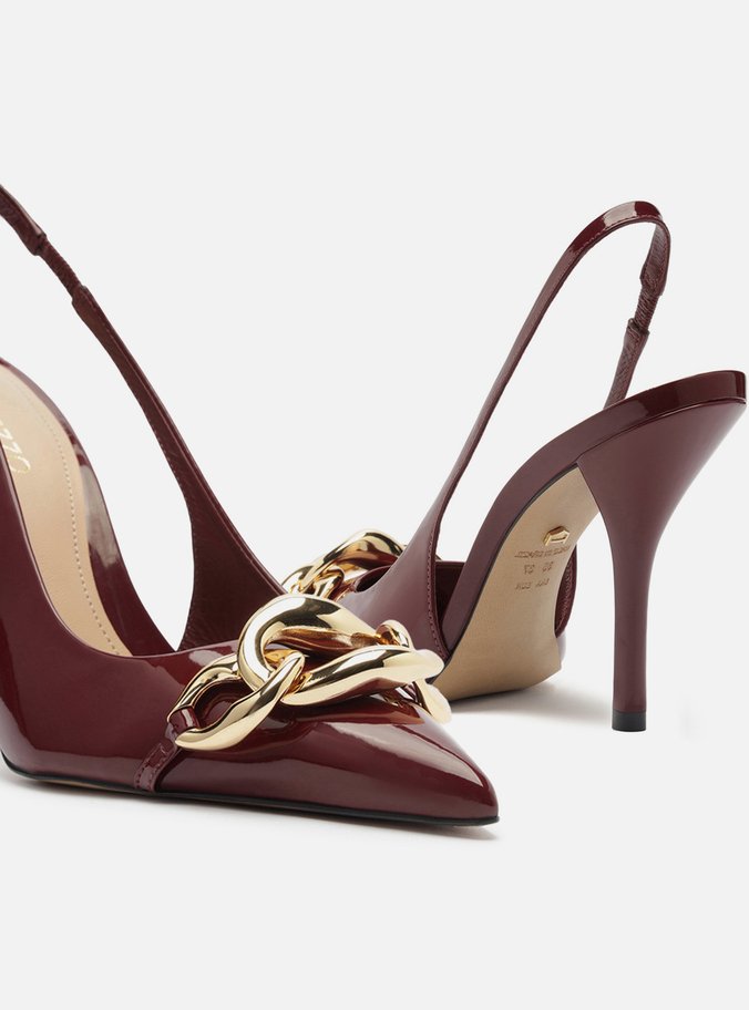 Scarpin Vermelho Salto Alto Slingback Elos