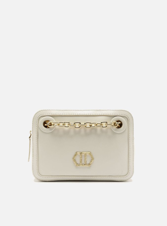 Bolsa Tiracolo Off-White Couro Média Metal Geométrico