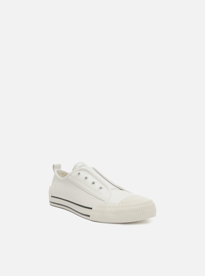 Tênis Slip On Branco Couro Elástico