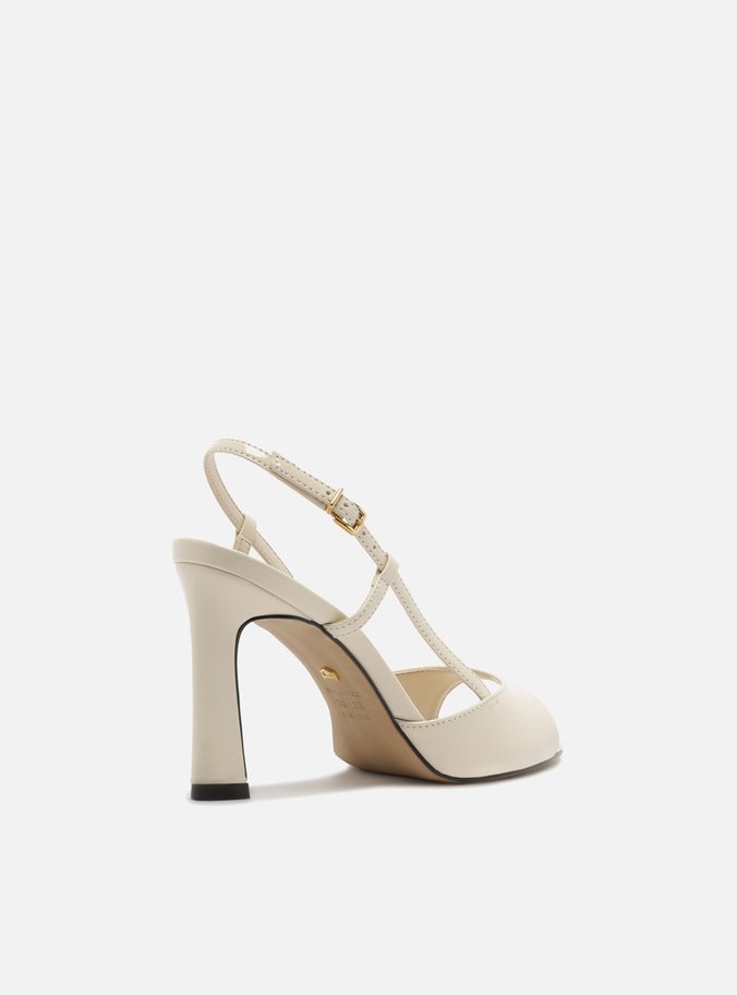 Sandália Branca Verniz Salto Médio Slingback