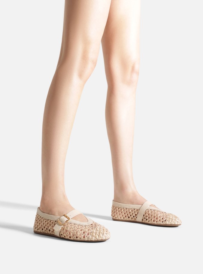 Sapatilha Off-White Couro Trama Tira