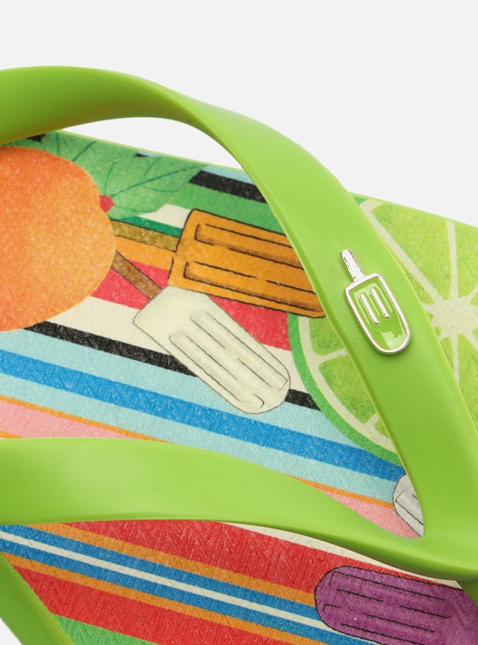Kit Chinelo de Dedo Verde Listras e Bag Fruttare