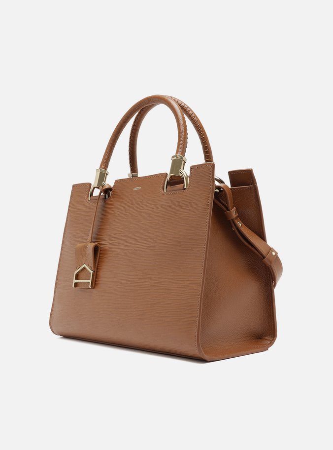 Bolsa Tote Marrom Couro Abraccio Grande