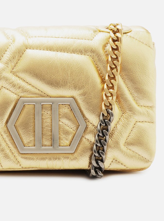 Bolsa Tiracolo Dourada Couro Emma Média