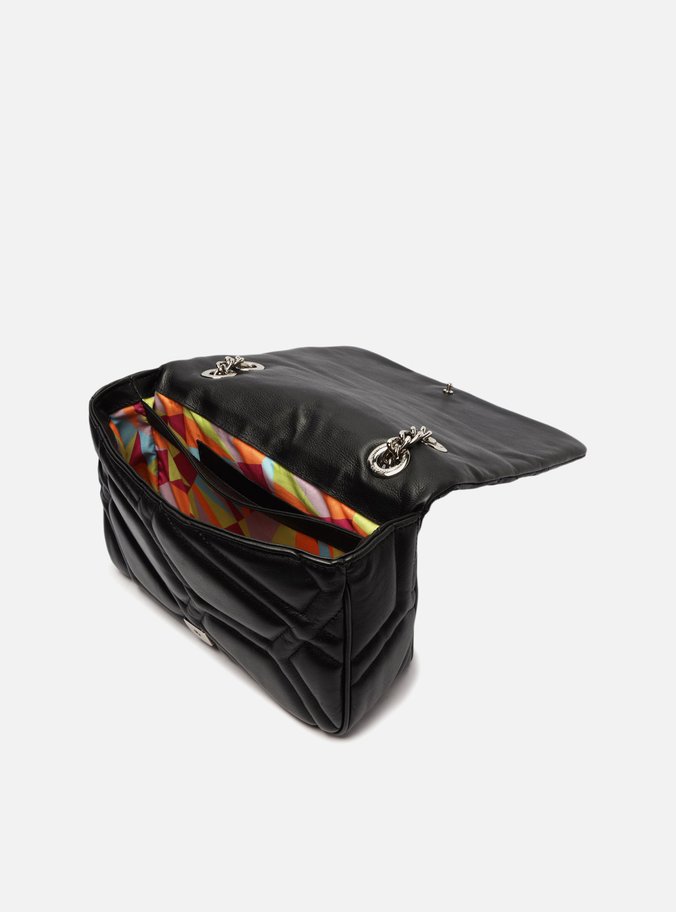 Bolsa Tiracolo Preta Couro Emma Média