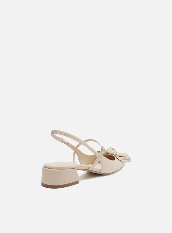 Sapato Boneca Branco Couro Bloco Laço Pesponto