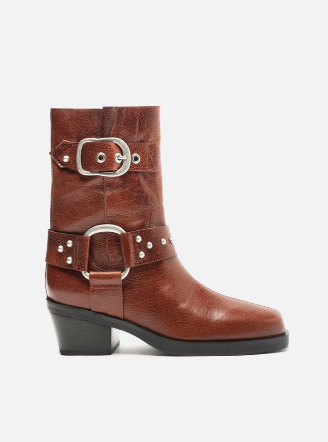 Bota Marrom Couro Cano Curto Montaria West