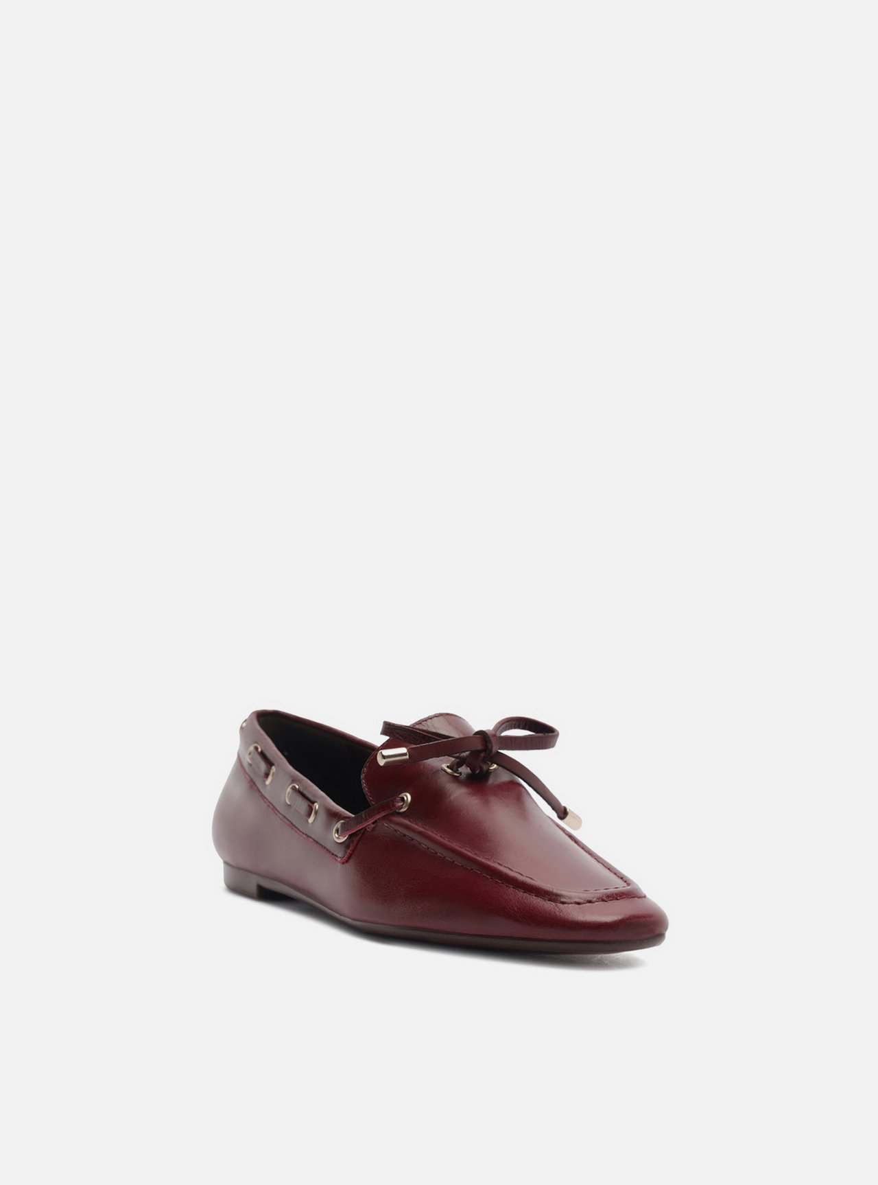 Mocassim Vermelho Couro Bico Quadrado Laço — foto 2