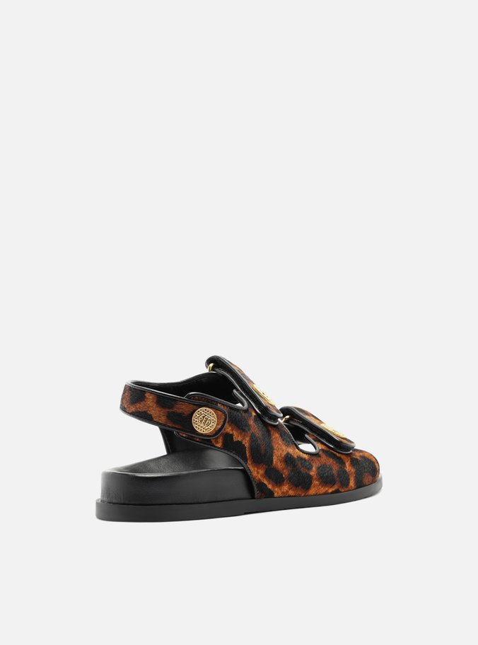 Sandália Papete Animal Print Tiras Velcro