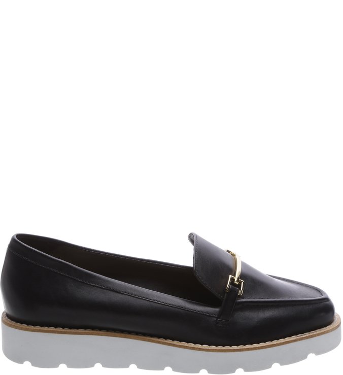 Mocassim Tratorado Branco Cabedal Preto