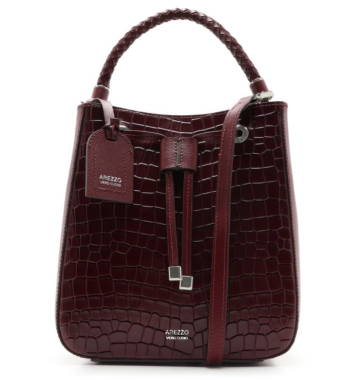 Bolsa Bucket Croco Piazza Média Raspberry