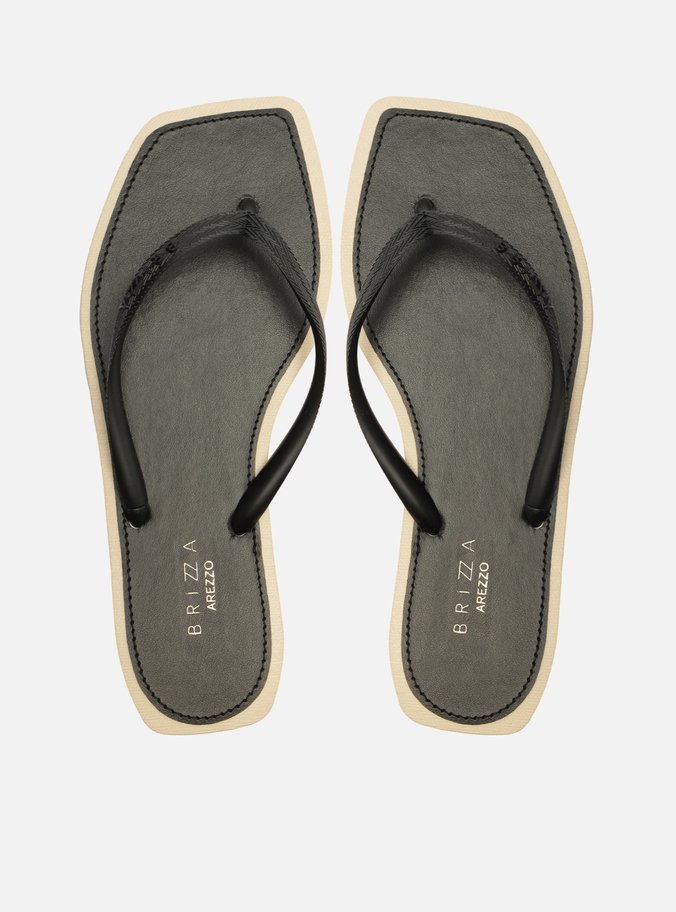 Chinelo de Dedo Preto Square Bicolor Brizza