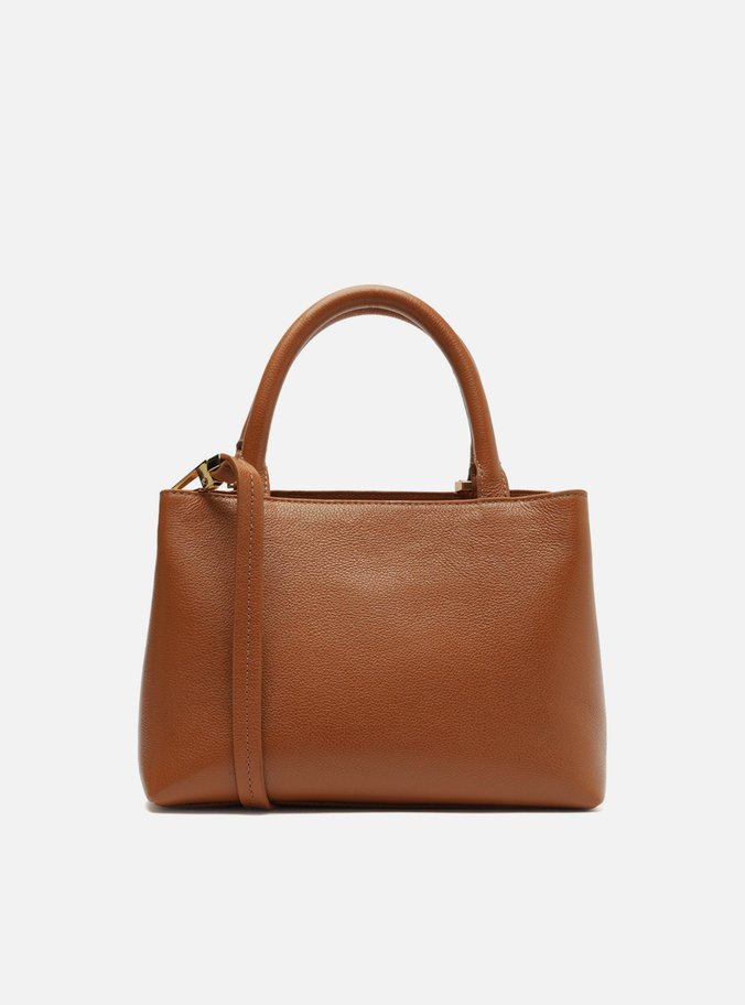 Bolsa Tote Marrom Couro Textura Média